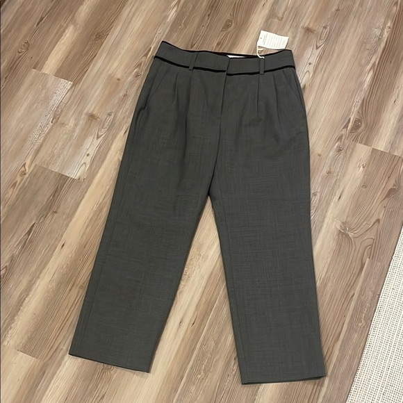 J. Crew Gray Tailored Trousers with Black ribbon trim Size 4 - Picture 1 of 8